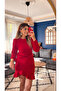 Women's long sleeve crew neck front flywheel imported crepe dress