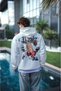 Three thread jersey hooded printed sweatshirt - white - 2