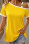 Women's Short Sleeve One Shoulder Open Strap Buckle Detail Viscose Blouse