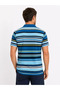 Men's Striped Polo Collar T-Shirt Short Sleeve Summer T-Shirt Regular Fit - Blue - 2