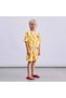 Boys' Top and Bottom Set Yellow Checkered T-Shirt and Shorts Set