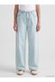 Vizyon New Season Blue Wideleg Women's Jean Trousers with Elastic Waist - 2