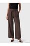 Özmarka New Season Brown Wide-Leg Women's Trousers with Elastic Waist - 2