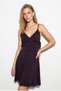 Women's Purple Lace Detailed Rope Strap Side Tie Mini Nightgown Dress 60286446 - 2