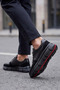 Monolithduo - Genuine Leather Thick Segmented Sole Lace-Up Men's Sneaker Shoes, Polished Leather D - 6
