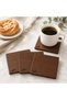 Set of 4 Wooden Coasters with Coffee Writing, Walnut Color, Laser Engraved, 4mm Natural Wood - 4