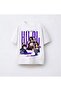 Half Moon Printed Manifesto Written Girls' Summer Oversize T-Shirt