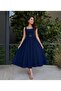 Belt Detailed Square Neck Midi Dress - 3