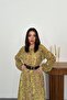 Women's Green Chiffon Floral Print Ruffle Long Sleeve Flared Maxi Dress - 3