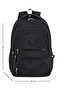 Crinkle Fabric School Backpack Set of 3 with Thermal Lunch Bag and Pen Holder, Black, with Monkey Keychain Gift - 6