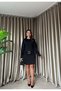 Women's Black - Black Mini Slim Fit Long Sleeve Crew Neck Buckle Knitted Dress - 2