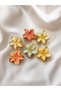 Set of 6 Colorful Enamel Detailed Women's Hair Clips Premium Gold Framed Lotus Clip Set Clip Hairpin