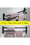 Wall-mounted towel rack with 2 hooks, suitable for bathrooms, hotels, and kitchens, black, double-layered, 40cm. - 2
