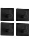 4-Piece Black 304 Stainless Steel Square Self-Adhesive Wall Towel Hooks - No Drilling Required
