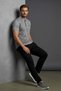 Men's Gray Two-Piece Tracksuit Set - Jacquard Fabric T-Shirt and Parachute Sweatpants - 112 - 3