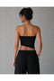 Strapless Asymmetrical Cut Stretchy Crop Top - 2