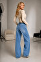 Women's Blue Palazzo Jean Loose Fit Jeans with Side Pockets - 3