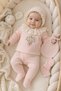 Newborn Baby Girl Floral Embroidered Ribbed Fabric 5-Piece Hospital Discharge Set – 100% Cotton - 3