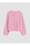 Pink Crew Neck Girl's Knitwear Sweater - 2