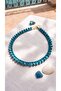 Turquoise Cube Stone Double Row Bohemian Women's Necklace - 4