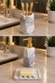 Marble Patterned Concrete 4-Piece Bathroom Set Liquid Solid Soap Dispenser Toothbrush Holder Presentation Tray Bathroom Accessories - 2