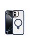 Apple iPhone 16 Plus Compatible Case with Magring Stand Silicone Case Navy Blue