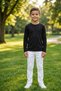 T-Shirt Boys' Basic Black T-Shirt Long Sleeve 100% Cotton Crew Neck Unprinted Tshirt (2-13 Years) - 6