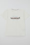 Boy's Short Sleeve T-Shirt with Colorful Text Print, Ages 9-14, Ecru - 3