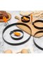 A set of 5 silicone-handled egg rings, made of stainless steel, perfect for making muffins, crepes, and breakfast items. (7.4cm, 8.9cm, 15cm, 20cm) - 2