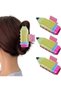 3-Pack Preppy Pencil-Shaped Hair Clips, Large Cute Teacher Style Hair Claws & Gifts for Book Lovers - 4