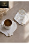 6 Pieces of Oyster Coasters Set with Pearl Detail, Embroidered Fabric Cup Coasters, Coffee Side Presentation Napkins - 2