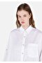Relaxed Fit Shirt Neck Plain Women's White Roll-Up Shirt - 4