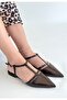 Canca brown patent leather flat shoes