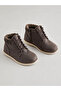 Children's Brown Fur Lined Lace-Up Zippered Boots