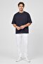 Men Crew Neck Short Sleeve Solid T-Shirt, Dark Navy - 2
