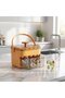 Compact Ice Cube Tray with Lid & Press Function - Space-Saving Ice Storage Bin with Scoop & Handle for Bar & Party (Orange)