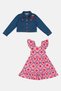Toddlers Girl 2 Pieces Denim Jacket With Dress, Multicolor - 2