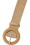 Women's Western-style belt, cowboy bohemian straw belt, round buckle elastic waistband - 3