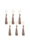 A set of 6 wooden napkin rings adorned with inlaid beads, featuring a natural style, perfect for weddings.