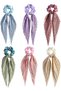 6 Colorful Silk Bow Hair Ties - Women's and Girls' Headbands - 5
