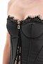 Women's Corset with Covered Bust Part and Striped Fabric Detailed Design - 7