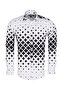 Men's White Black Geometric Patterned Digital Printed Long Sleeve Lycra Shirt - 2
