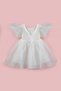 Ecru Balloon Sleeve Girls' Satin Dress - Dona - 6