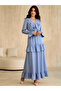 Blue Ruffle Detail Maxi Dress - 4