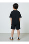 Boys Black Slogan Print T-Shirt and Shorts Set - 5