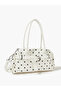 White Polka Dot Shoulder Bag with Buckle Detail