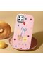 Realme C25S Compatible Case Camera Protector Pink Silicone Couple Phone Case with Bear Pattern - 2