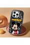 iPhone 16 Pro Compatible Case with Camera Protector Black Silicone Couple Phone Case with Character Pattern - 2