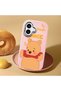 iPhone 16 Compatible Case with Camera Protection Pink Silicone Couple Phone Case with Bear Pattern - 2