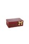 Red Gold Bow Fabric Glass Box 26X17X10Cm